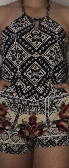 Blue, cream, and red halter neck romper size small - Picture 1 of 2